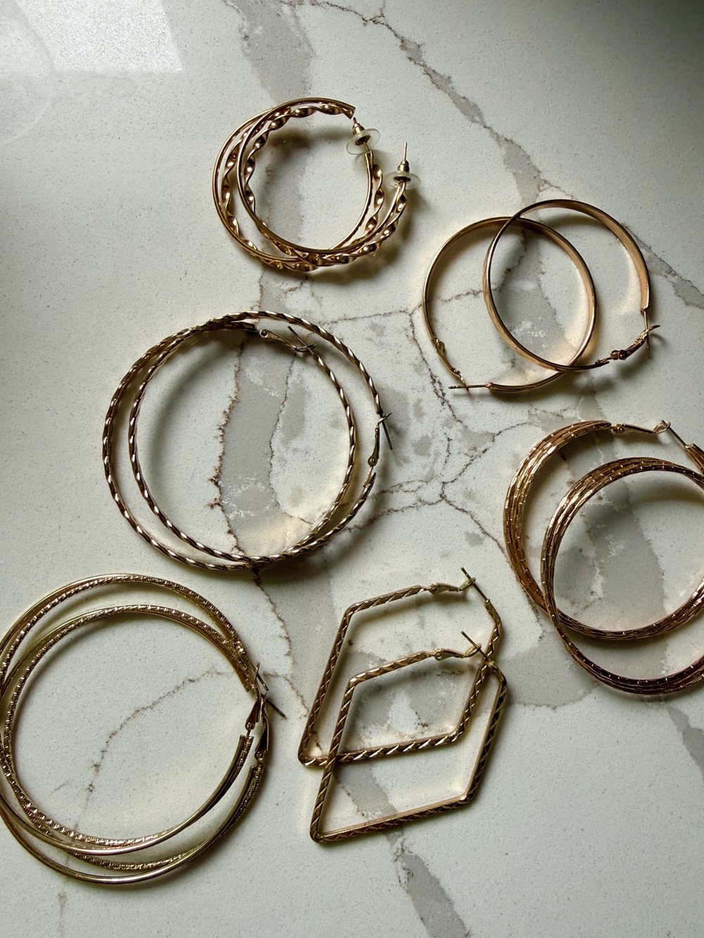 Gold Hoop Earrings Collection 6 Sets